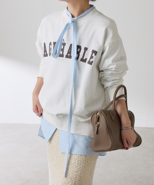 COLLAGE GALLARDAGALANTE（コラージュガリャルダガランテ）の「ナローボウタイオーバーシャツ（シャツ/ブラウス・レディース・イエロー/ブルー・FREE）」の8枚目の写真