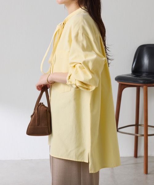 COLLAGE GALLARDAGALANTE（コラージュガリャルダガランテ）の「ナローボウタイオーバーシャツ（シャツ/ブラウス・レディース・イエロー/ブルー・FREE）」の19枚目の写真