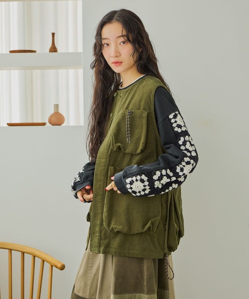 ニコアンド✤ボーイズシルエットポケベスト２✤カーキ セール】ボーイズシルエットポケベスト2（ベスト）｜niko and