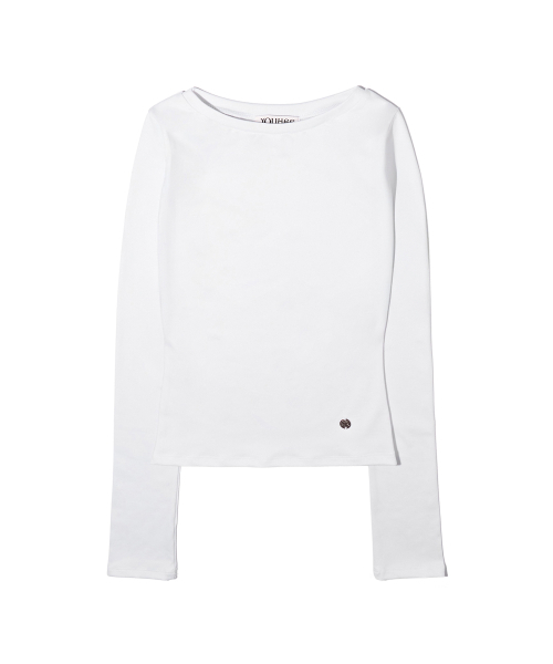 YOUHEE(ユヒ)の「BASIC BOAT NECK LONG SLEEVE WHITE(Tシャツ/カットソー・レディース・その他・SMALL/MEDIUM)」の2枚目の写真