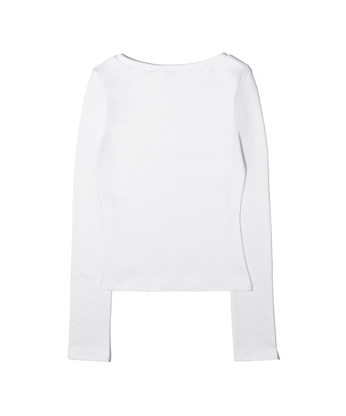 YOUHEE(ユヒ)の「BASIC BOAT NECK LONG SLEEVE WHITE(Tシャツ/カットソー・レディース・その他・SMALL/MEDIUM)」の3枚目の写真