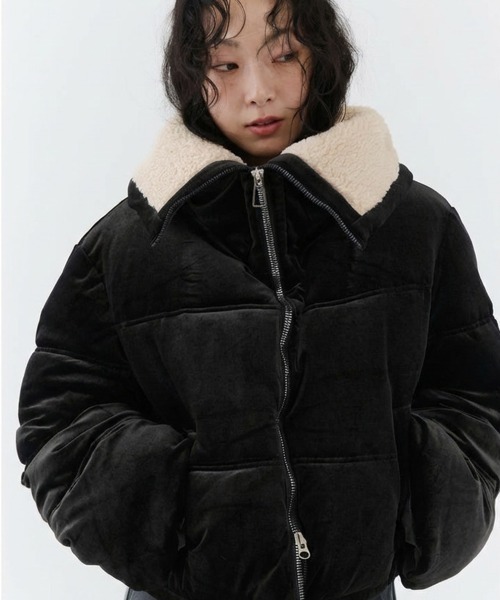  originals ブラック ショート ベルベットダウンジャケット セール】Velvet Short Down Jacket / ベルベットショートダウン