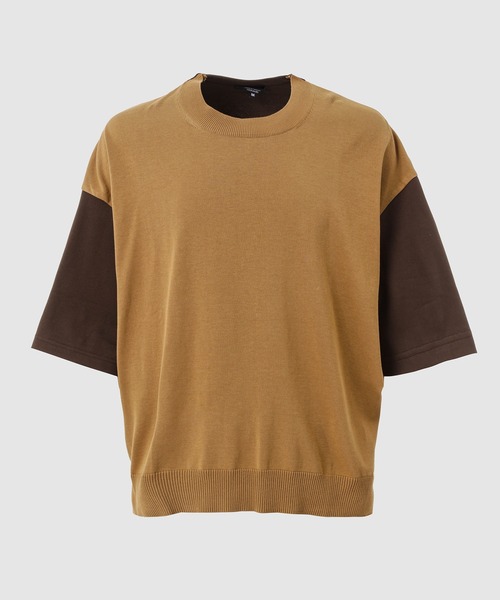 COMME des GARCONS HOMME(コム デ ギャルソン・オム)の「KNIT-DOCKING COTTON T-SHIRTS(Tシャツ/カットソー・メンズ・ブラック/ブラウン・XL/L/M/S)」の2枚目の写真