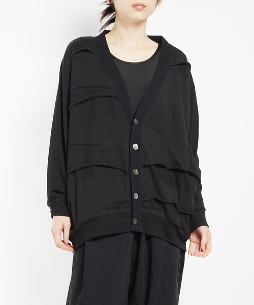 gomme（ゴム）の「バルーンパネルカーディガン（カーディガン/ボレロ・レディース・ブラック/チャコールグレー・MEDIUM）」の2枚目の写真