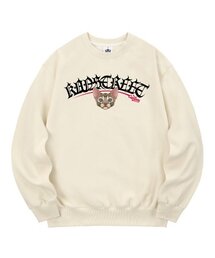 KMC0163 レタリングスフィンクスキャット 裏起毛 スウェット クレーム