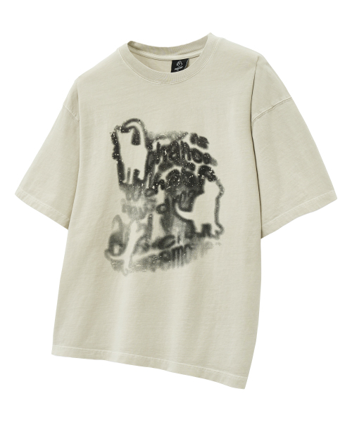 MOZMOZ(モズモズ)の「レタリングキャット オーバーサイズ ピグメント 半袖Tシャツ ベージュ(Tシャツ/カットソー・レディース・その他・M/XXL)」の2枚目の写真