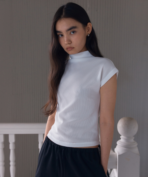 38COMEONCOMMON(38カモンコモン)の「Half-neck Rib Top (White)(Tシャツ/カットソー・レディース・その他・FREE)」の2枚目の写真
