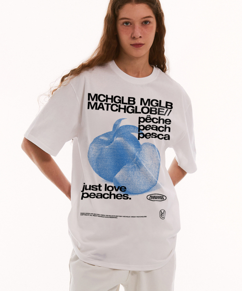 MATCHGLOBE（マッチグローブ）の「ピーチスオーバーサイズTシャツ（ホワイト）（Tシャツ/カットソー・レディース・その他・FREE）」の3枚目の写真
