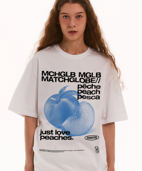 MATCHGLOBE（マッチグローブ）の「ピーチスオーバーサイズTシャツ（ホワイト）（Tシャツ/カットソー・レディース・その他・FREE）」の4枚目の写真
