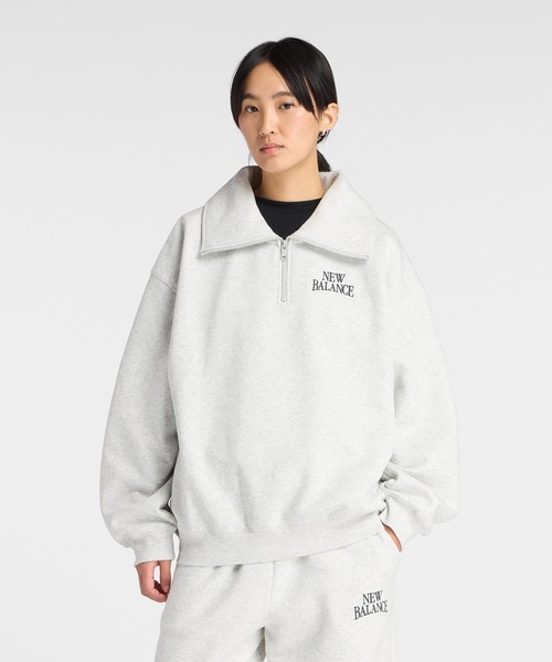 NEW BALANCE（ニューバランス）の「リニアヘリテージフリースハーフジップ（スウェット・レディース・サンドグレー/スミクロ・SMALL/MEDIUM/LARGE/X-LARGE）」の2枚目の写真