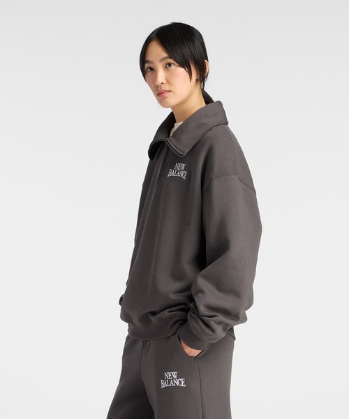 NEW BALANCE（ニューバランス）の「リニアヘリテージフリースハーフジップ（スウェット・レディース・サンドグレー/スミクロ・SMALL/MEDIUM/LARGE/X-LARGE）」の3枚目の写真