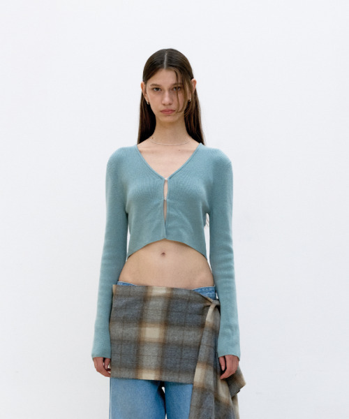 Wool Hook Fitted Cardigan (Dusty Mint)
