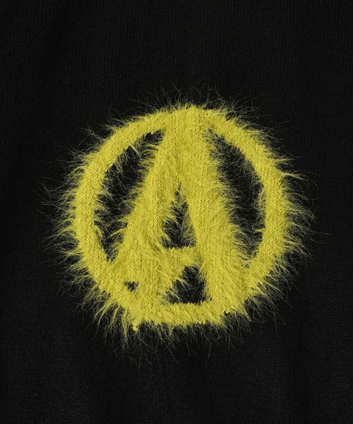 ADAM PATEK(アダムパテック)の「【ADAMPATEK/アダムパテック】archive shaggy crest crewneck ロゴスウェット(スウェット・メンズ・ブラック×イエロー/ブラック×レッド・1/2)」の6枚目の写真