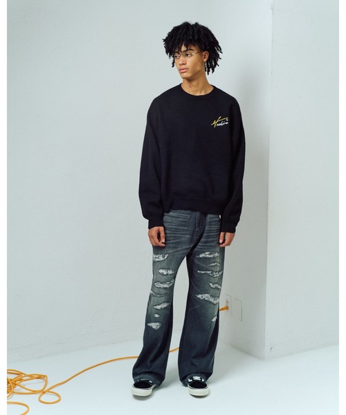 ADAM PATEK(アダムパテック)の「【ADAMPATEK/アダムパテック】archive shaggy crest crewneck ロゴスウェット(スウェット・メンズ・ブラック×イエロー/ブラック×レッド・1/2)」の20枚目の写真