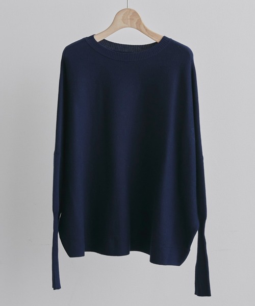 Doux archives（ドゥアルシーヴ）の「ロングリブドルマンプルオーバー（ニット/セーター・レディース・ネイビー/グレイッシュベージュ/サックスブルー・FREE）」の3枚目の写真