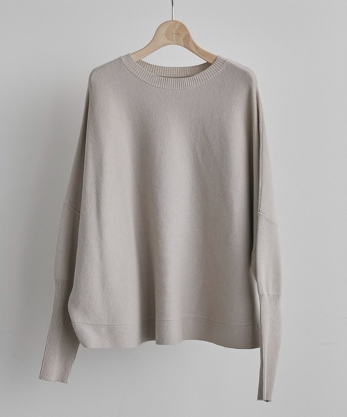 Doux archives（ドゥアルシーヴ）の「ロングリブドルマンプルオーバー（ニット/セーター・レディース・ネイビー/グレイッシュベージュ/サックスブルー・FREE）」の2枚目の写真
