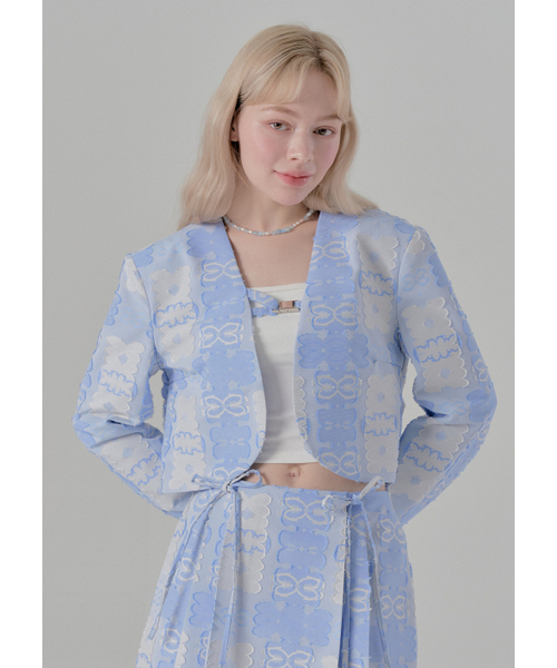 Jacquard Buckle Jacket - Blue