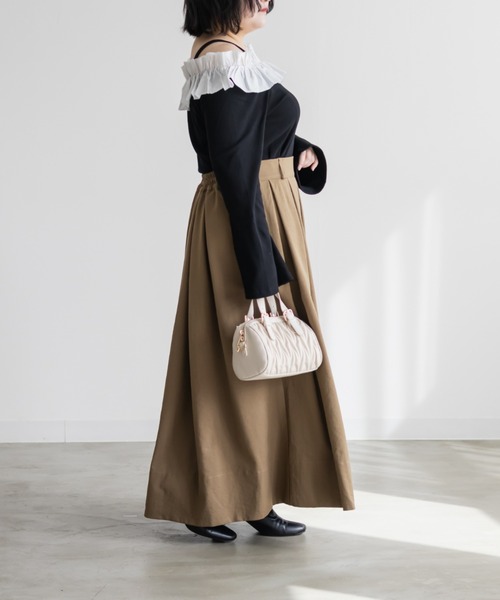 CLETTE(クレット)の「CLETTEオリジナルタックロングスカート(スカート・レディース・ベージュ/ブラック・LL/4L/3L)」の9枚目の写真