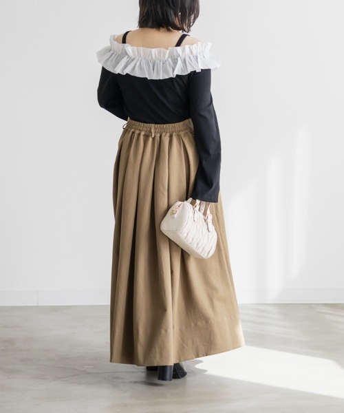 CLETTE(クレット)の「CLETTEオリジナルタックロングスカート(スカート・レディース・ベージュ/ブラック・LL/4L/3L)」の10枚目の写真