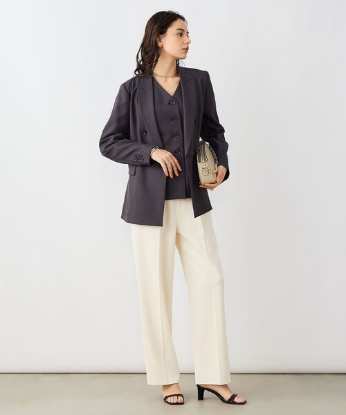 NOLLEY’S Sophi(ノーリーズソフィ)の「《セットアップ対応》ウォッシャブルドライシャーク2WAYスリットジャケット(テーラードジャケット・レディース・グレイッシュベージュ/チャコールグレー・38/36)」の7枚目の写真