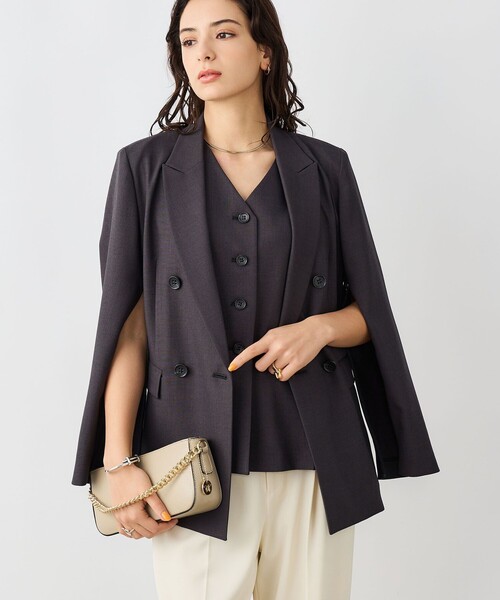 NOLLEY’S Sophi(ノーリーズソフィ)の「《セットアップ対応》ウォッシャブルドライシャーク2WAYスリットジャケット(テーラードジャケット・レディース・グレイッシュベージュ/チャコールグレー・38/36)」の8枚目の写真