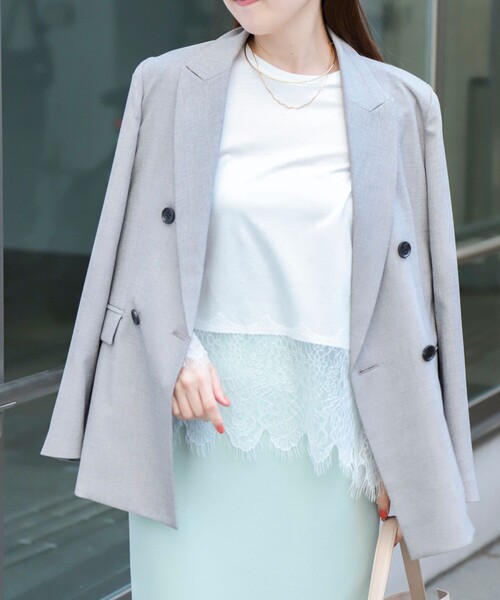 NOLLEY’S Sophi(ノーリーズソフィ)の「《セットアップ対応》ウォッシャブルドライシャーク2WAYスリットジャケット(テーラードジャケット・レディース・グレイッシュベージュ/チャコールグレー・38/36)」の14枚目の写真