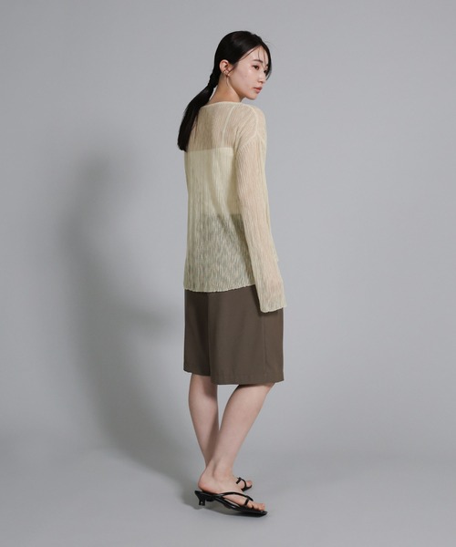 select MOCA Et（セレクトモカエト）の「【Et】Sheer Random-Rib Knit【手洗い可】（ニット/セーター・レディース・ブラック/アイボリー・FREE）」の17枚目の写真