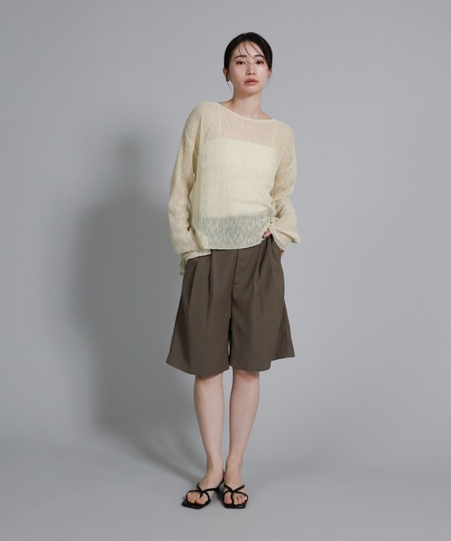 select MOCA Et（セレクトモカエト）の「【Et】Sheer Random-Rib Knit【手洗い可】（ニット/セーター・レディース・ブラック/アイボリー・FREE）」の10枚目の写真