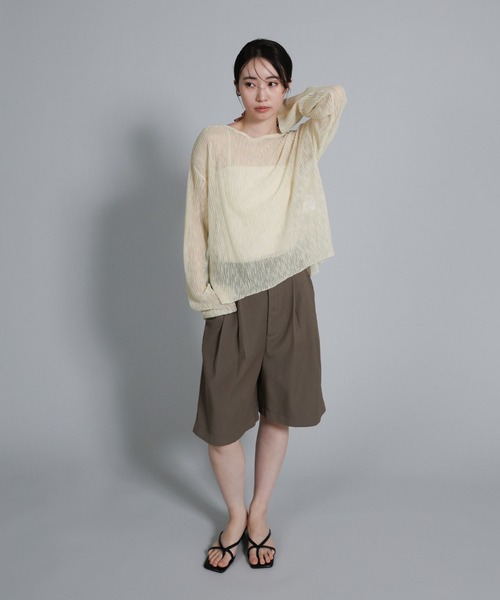 select MOCA Et（セレクトモカエト）の「【Et】Sheer Random-Rib Knit【手洗い可】（ニット/セーター・レディース・ブラック/アイボリー・FREE）」の14枚目の写真