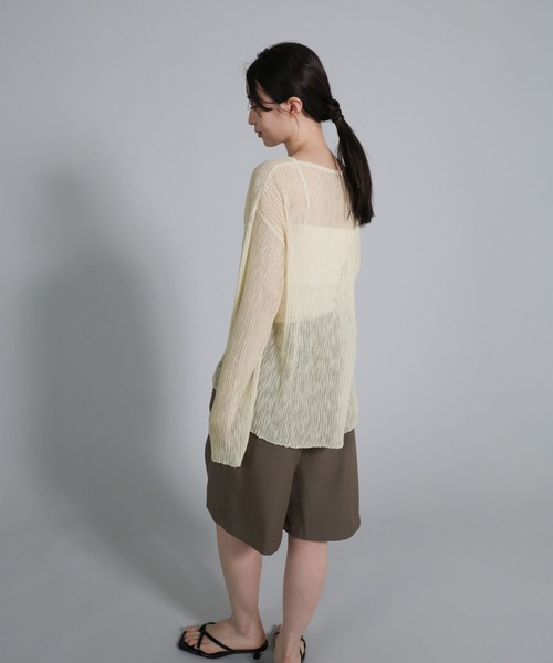 select MOCA Et（セレクトモカエト）の「【Et】Sheer Random-Rib Knit【手洗い可】（ニット/セーター・レディース・ブラック/アイボリー・FREE）」の19枚目の写真