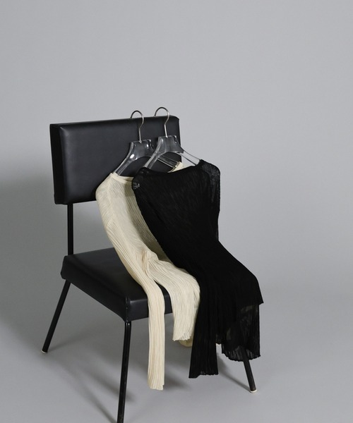 select MOCA Et（セレクトモカエト）の「【Et】Sheer Random-Rib Knit【手洗い可】（ニット/セーター・レディース・ブラック/アイボリー・FREE）」の20枚目の写真