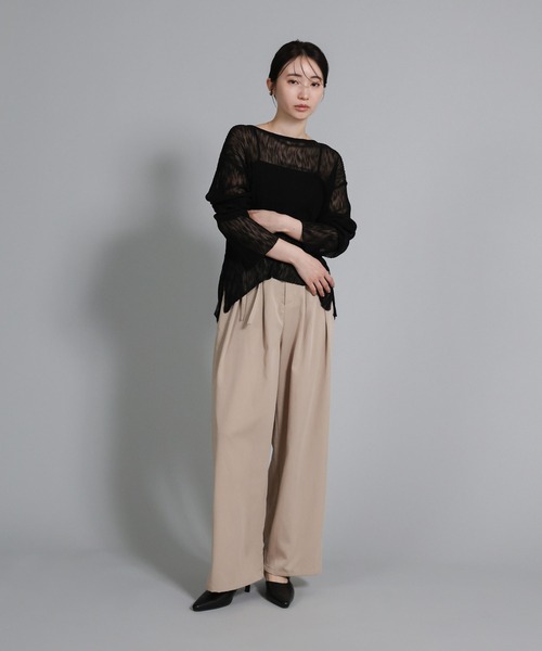 select MOCA Et（セレクトモカエト）の「【Et】Sheer Random-Rib Knit【手洗い可】（ニット/セーター・レディース・ブラック/アイボリー・FREE）」の11枚目の写真