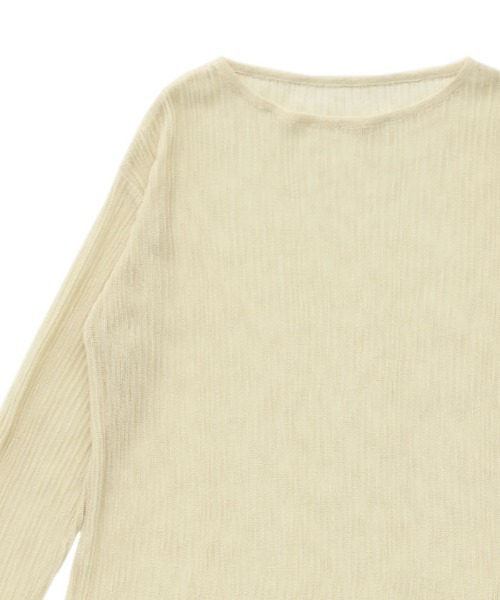 select MOCA Et（セレクトモカエト）の「【Et】Sheer Random-Rib Knit【手洗い可】（ニット/セーター・レディース・ブラック/アイボリー・FREE）」の7枚目の写真