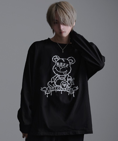 RAZZIS（ラズ）の「『RAZZIS/ラズイズ』DRAG OVERDOSE刺繍 ベアプリント天竺長袖Tシャツ （Tシャツ/カットソー・メンズ・ホワイト/ブラック・M/L）」の5枚目の写真