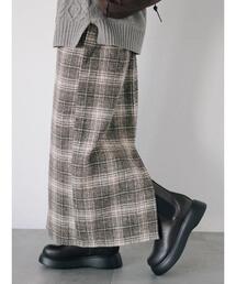 Samansa Mos2 blue | チェック柄スカート(スカート)