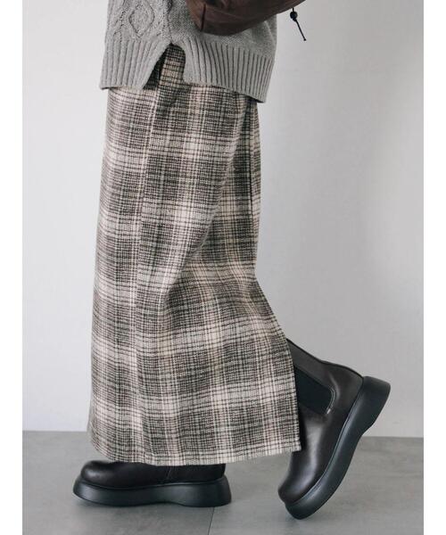 Samansa Mos2 blue(サマンサモスモスブルー)の「チェック柄スカート(スカート・レディース・グリーン/ブラック/ベージュ・F)」の2枚目の写真