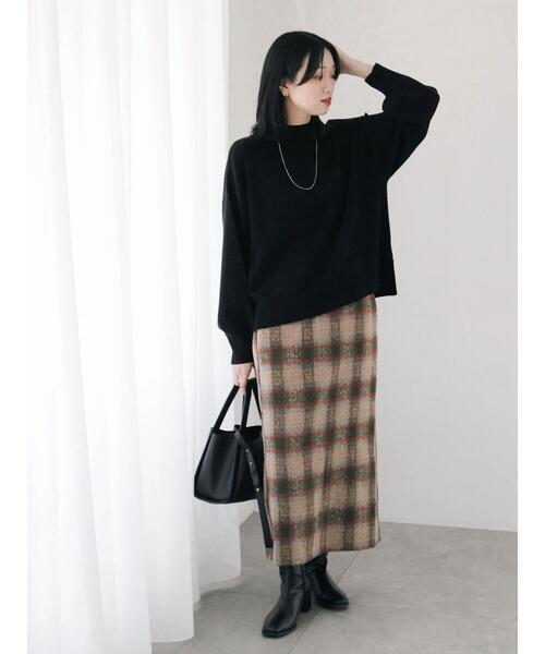 Samansa Mos2 blue(サマンサモスモスブルー)の「チェック柄スカート(スカート・レディース・グリーン/ブラック/ベージュ・F)」の3枚目の写真