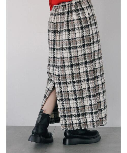 Samansa Mos2 blue(サマンサモスモスブルー)の「チェック柄スカート(スカート・レディース・グリーン/ブラック/ベージュ・F)」の6枚目の写真