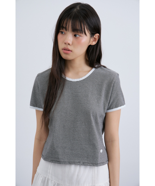 MAGNET ARCHIVE(マグネット アーカイブ)の「Stripe Lace Tee (Black)(Tシャツ/カットソー・レディース・その他・FREE)」の1枚目の写真