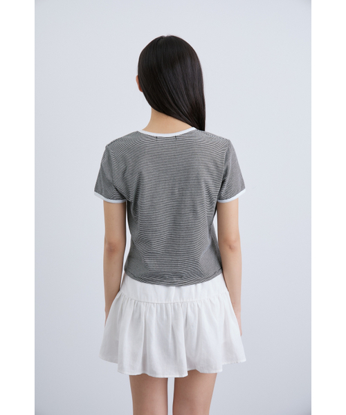 MAGNET ARCHIVE(マグネット アーカイブ)の「Stripe Lace Tee (Black)(Tシャツ/カットソー・レディース・その他・FREE)」の4枚目の写真