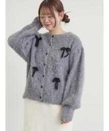 Samansa Mos2 | リボン付きニットカーディガン(カーディガン/ボレロ)