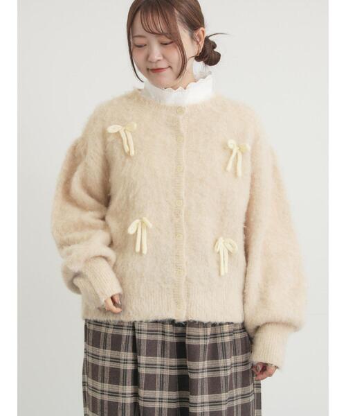 セール】リボン付きニットカーディガン（カーディガン/ボレロ