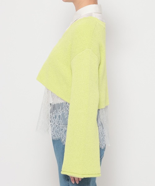 mysty woman(ミスティウーマン)の「ループヤーンショートプルオーバー 643856(ニット/セーター・レディース・アイボリー/ネイビー/イエロー・FREE)」の11枚目の写真