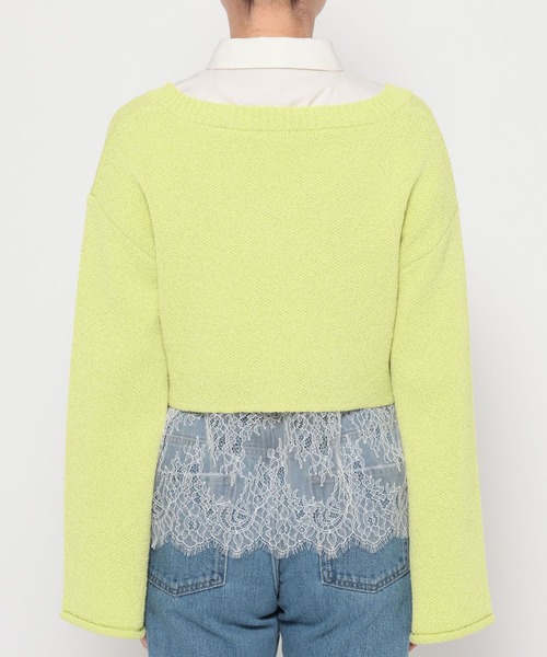 mysty woman(ミスティウーマン)の「ループヤーンショートプルオーバー 643856(ニット/セーター・レディース・アイボリー/ネイビー/イエロー・FREE)」の12枚目の写真