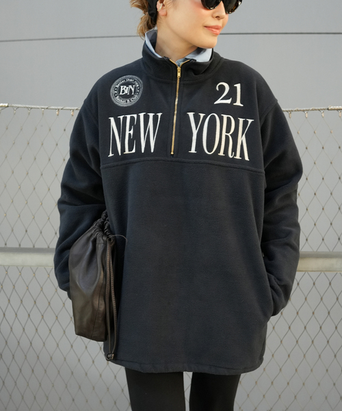 Deuxieme Classe(ドゥーズィエムクラス)の「BTN Half Zip フリース(その他トップス・レディース・ネイビー/ブラウン・FREE)」の16枚目の写真