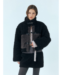 Mixed Shearling Mustang Coat, Black