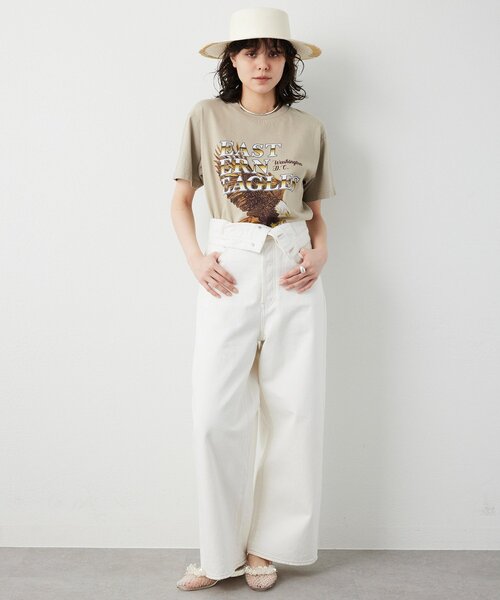Whim Gazette（ウィムガゼット）の「Eagle Tee（Tシャツ/カットソー・レディース・チャコールグレー/ライトベージュ・FREE）」の5枚目の写真