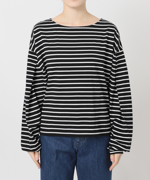 B.C STOCK(ベーセーストック)の「ウォッシャブル / タックスリーブボーダーカットソー(Tシャツ/カットソー・レディース・ブラック/ブルー/ホワイト・FREE)」の7枚目の写真
