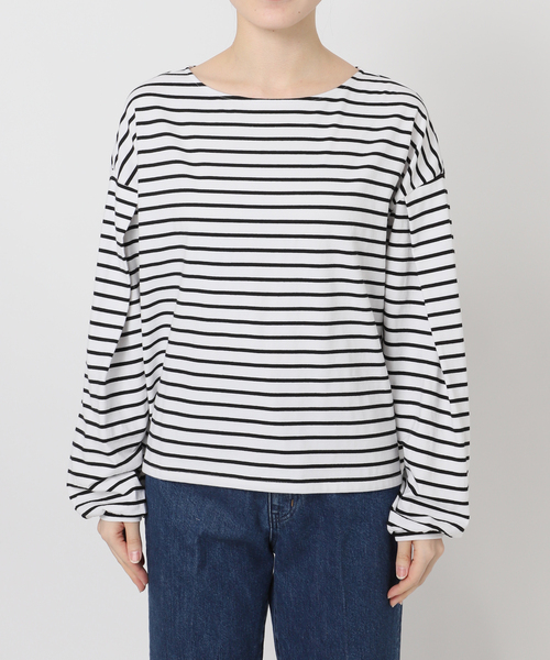 B.C STOCK(ベーセーストック)の「ウォッシャブル / タックスリーブボーダーカットソー(Tシャツ/カットソー・レディース・ブラック/ブルー/ホワイト・FREE)」の9枚目の写真