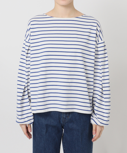B.C STOCK(ベーセーストック)の「ウォッシャブル / タックスリーブボーダーカットソー(Tシャツ/カットソー・レディース・ブラック/ブルー/ホワイト・FREE)」の11枚目の写真